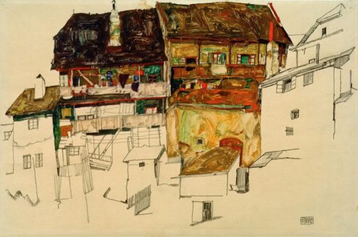 Egon Schiele „Alte Häuser in Krumau“ 49 x 33 cm 1