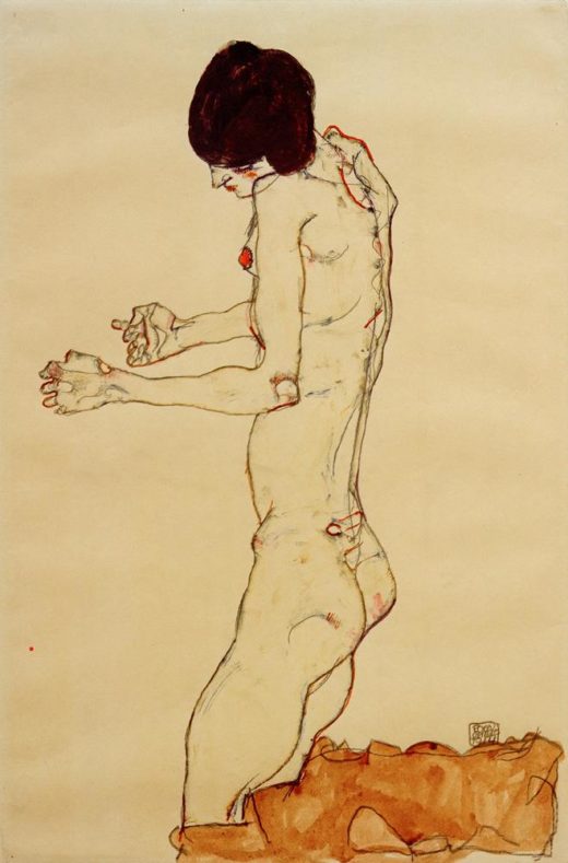 Egon Schiele „Kniender Frauenakt die Arme vorgestreckt“ 32 x 48 cm 1