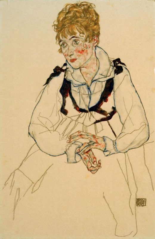 Egon Schiele „Die Frau des Künstlers sitzend“ 30 x 46 cm 1