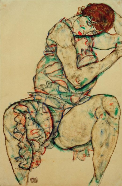 Egon Schiele „Sitzende mit linker Hand im Haar“ 32 x 48 cm 1