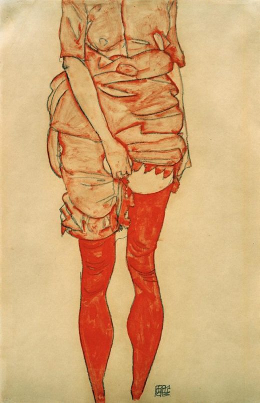 Egon Schiele „Stehende Frau in Rot“ 32 x 48 cm 1