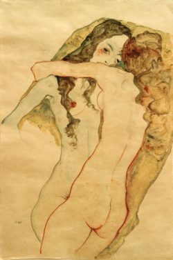 Egon Schiele "Zwei sich umarmende Frauen" 37 x 56 cm