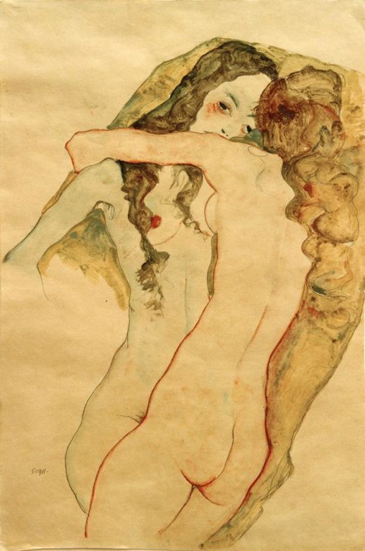 Egon Schiele „Zwei sich umarmende Frauen“ 37 x 56 cm 1