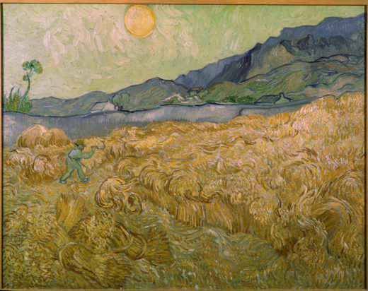 Vincent van Gogh “Weizenfeld mit Schnitter bei aufgehender Sonne” (Kornfeld 73 x 92 cm 1