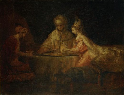 Rembrandt “Gastmahl-Esthers-mit-Ahasver-und-Haman“ 38