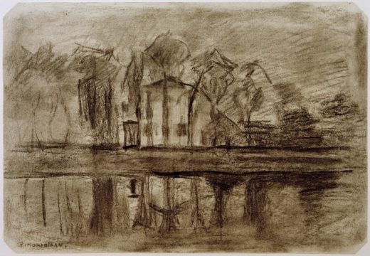 Piet Mondrian „Haus mit Bäumen am Wasser“ 34 x 49 cm 1