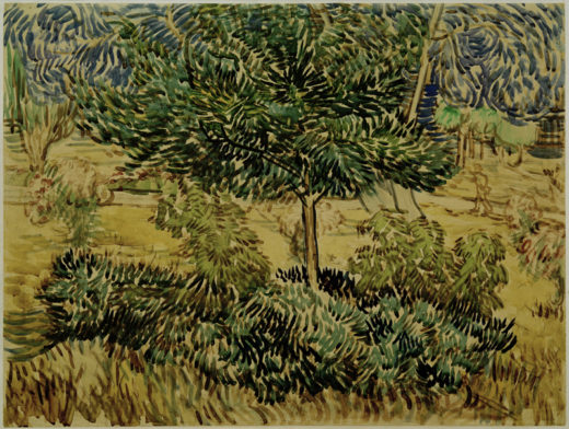 Vincent van Gogh “Baum und Straeucher im Garten der Heilanstalt” (Garten der Heilanstalt Saint-Paul-de-Mausole in Saint-Rémy-de-Provence) 46,9 x 61,9 cm 1