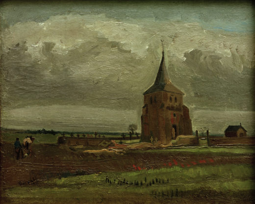 Vincent van Gogh “Der alte Friedhofsturm in Nuenen mit pfluegendem Bauer” 36 x 44,3 cm 1