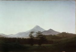 Caspar David Friedrich "Böhmische Landschaft mit dem großen und kleinen Milleschaue"  104 x 70 cm