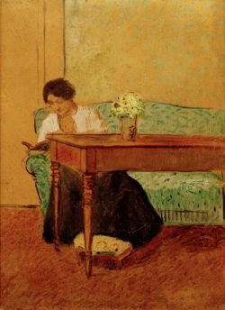 August Macke "Elisabeth auf grünem Sofa, lesend" 16 x 22 cm
