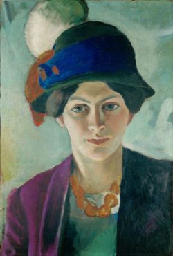 August Macke "Frau des Künstlers mit Hut" 34 x 50 cm