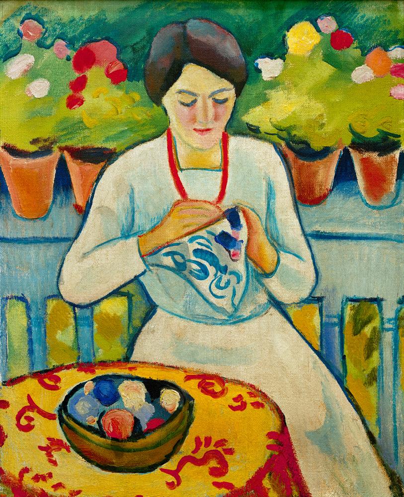 August Macke "Frau auf Balkon" 48 x 61 cm