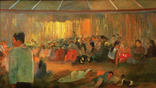 Paul Gauguin „Die Hütte der Gesänge (Te fare hymenee)“  90 x 50 cm 1