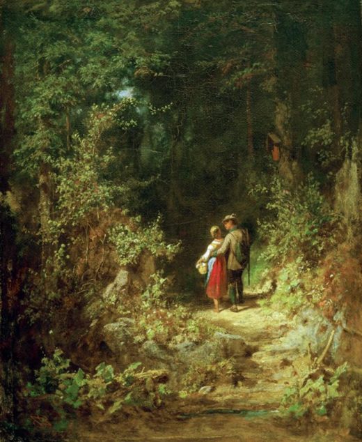 Carl Spitzweg „Liebespaar im Walde“ 31 x 25 cm 1