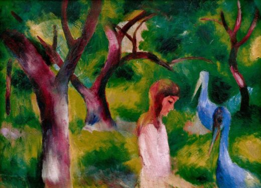 August Macke „Mädchen mit blauen Vögeln“ 85 x 60 cm 1