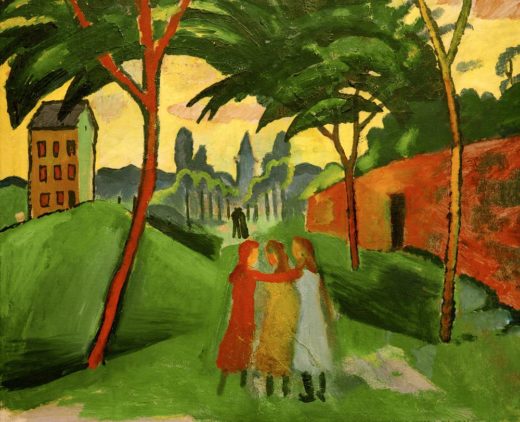 August Macke „Landschaft mit drei Mädchen“ 64 x 55 cm 1