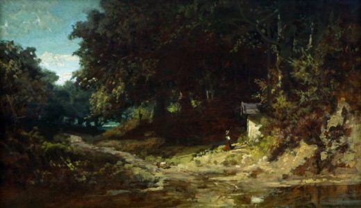 Carl Spitzweg „Betendes Mädchen vor einer Waldkapelle“ 31 x 53 cm 1