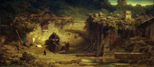 Carl Spitzweg „Strickender Einsiedler“ 15 x 32 cm 1