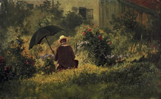 Carl Spitzweg „Der Maler im Garten“ 22 x 34 cm 1
