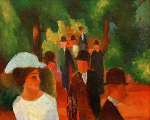 August Macke „Promenade (mit weißem Mädchen in Halbfigur)“ 60 x 48 cm 1