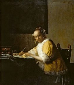 Jan Vermeer "Briefschreiberin in Gelb" 40 x 45 cm