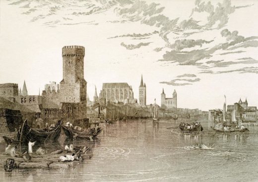 William Turner „Köln vom Fluß aus gesehen“ 19 x 27 cm 1