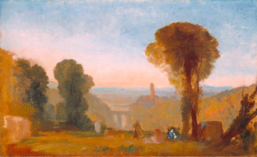 William Turner „Italienische Landschaft mit Brücke und Turm“ 60 x 98 cm 1