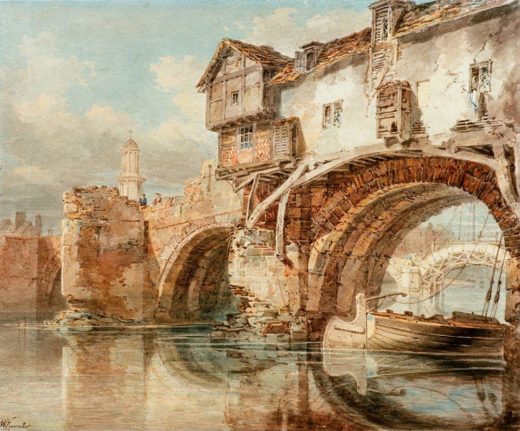 William Turner „Die Old Welsh Bridge in Shrewsbury“ 22 x 27 cm 1