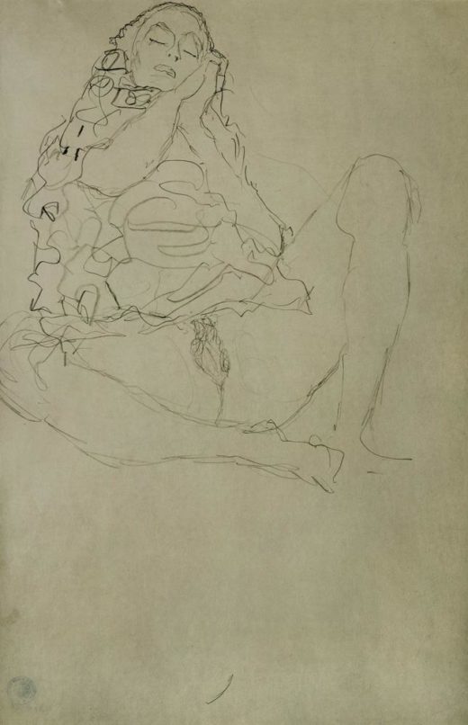 Gustav Klimt „Sitzender Halbakt mit geschlossenen Augen“ 37 x 57 cm 1