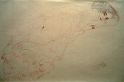 Gustav Klimt "Auf dem Bauch liegender Akt nach rechts" 56 x 37 cm