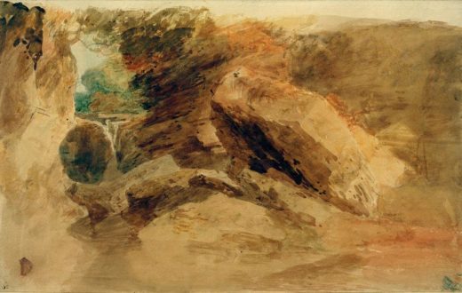 William Turner „Felsen unter Klippen, mit Bach, der sich in einen schmalen Kanal ergießt“ 29 x 46 cm 1
