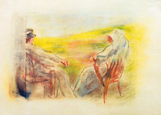 Max Liebermann „Dame und Herr vor einer Dünenlandschaft“ 35 x 26 cm 1
