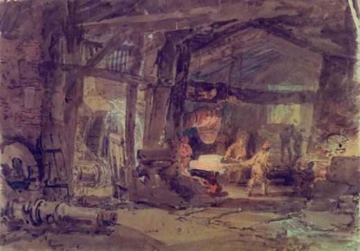 William Turner „Das Innere einer Eisengießerei“ 25 x 35 cm 1