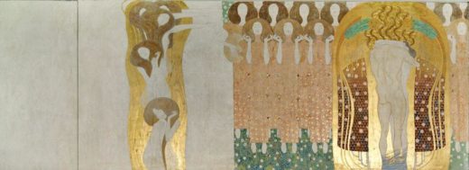 Gustav Klimt „Beethovenfries – Die Sehnsucht nach Glück findet Stillung in der Poesie (Ausschnitt)“ 1381 x 220 cm 1