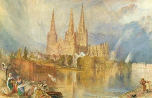 William Turner „Lichfield mit Kathedrale“ 29 x 44 cm 1