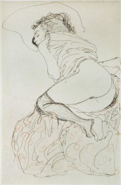 Gustav Klimt "Liegender Halbakt nach links" 37 x 56 cm
