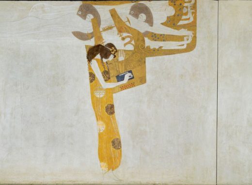 Gustav Klimt „Beethovenfries – Die sehnsucht nach Glück findet Stillung in der Poesie (Ausschnitt)“ 1381 x 220 cm 1