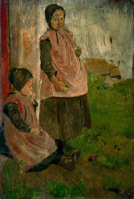 Max Liebermann „Zwei Apfel essende Mädchen“ 26 x 38 cm 1
