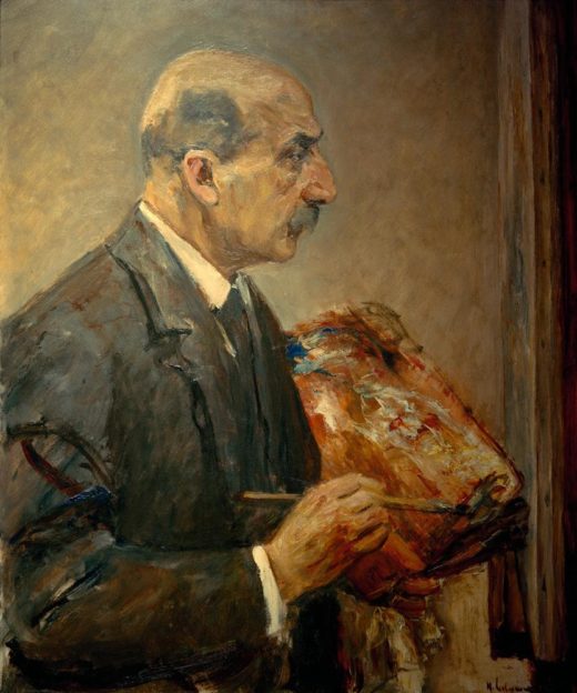 Max Liebermann „Selbstbildnis mit Palette an der Staffelei, im Profil nach rechts“ 65 x 80 cm 1