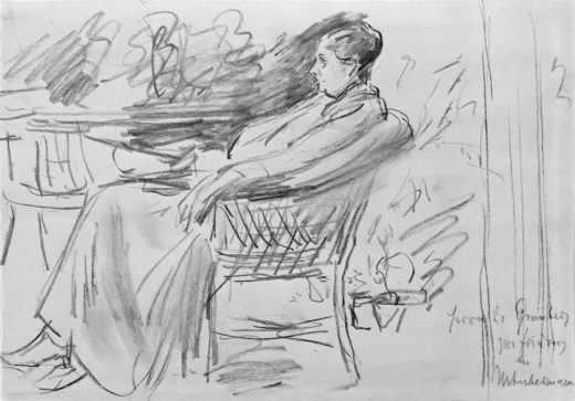 Max Liebermann „Die Frau des Künstlers im Korbstuhl“ 29 x 20 cm 1