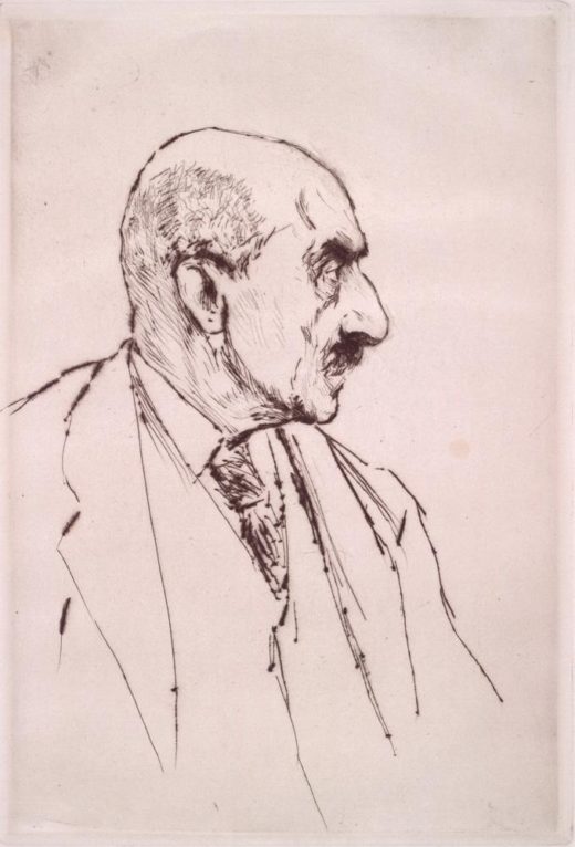 Max Liebermann „Selbstbildnis des Künstlers im Profil nach rechts“ 17 x 25 cm 1